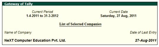 Gateway of Tally.ERP Screen